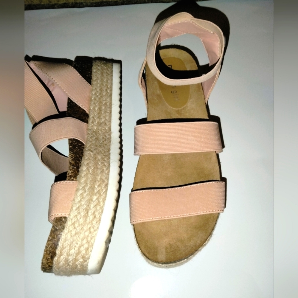 Madden Girl (Size 8) Blush Pink Open Toe Espadrille Platform Strappy Sandals